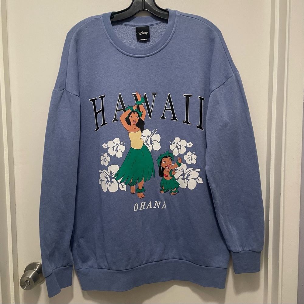 Disney Lilo & Stitch Lilo & Nani Hawaii Cozy Oversized Crewneck Y2K Vibe